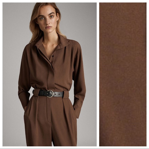 NWT. Massimo Dutti Brown Jumpsuit. Size 10. - Picture 4 of 12